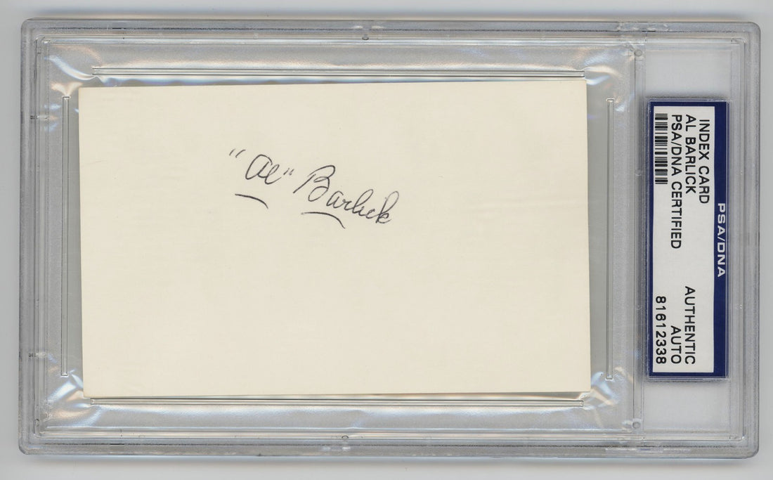 Al Barlick Signed Index Card. PSA. Hall of Fame Umpire0
