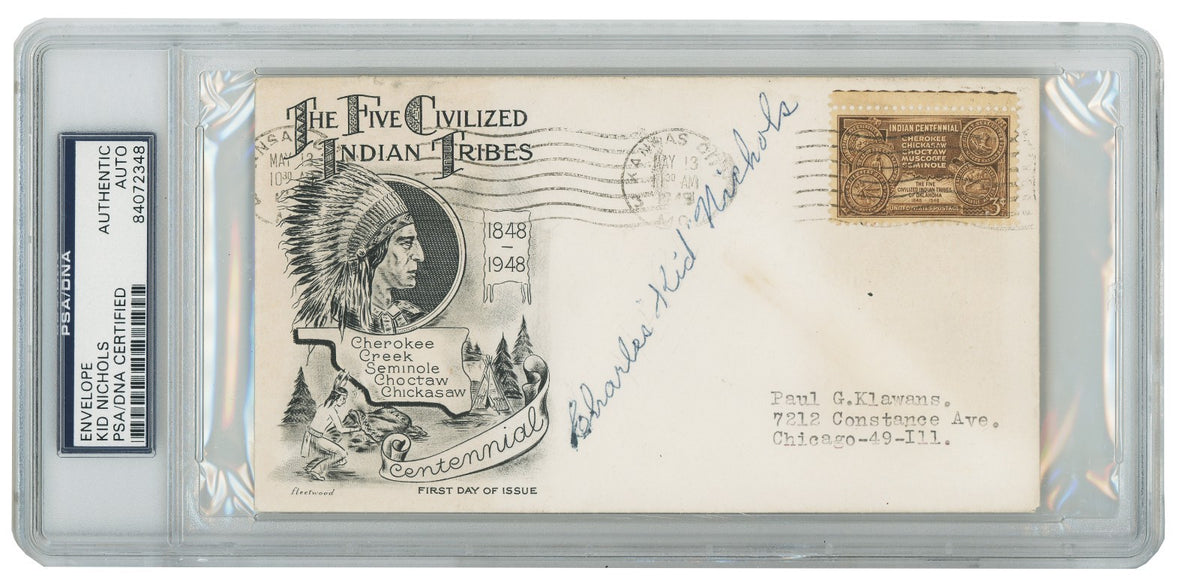 Charles “Kid” Nichols Signed First Day Cover, 1949 HOF Year FDC. Auto PSA1