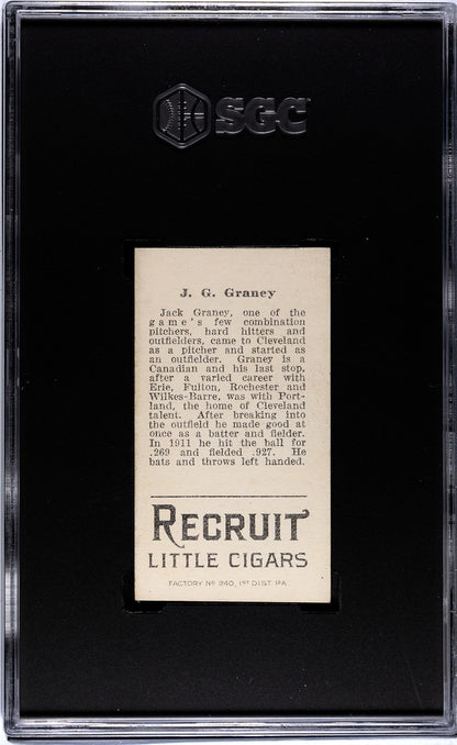 1912 Recruit Little Cigars T207 J.G. Graney SGC Authentic1