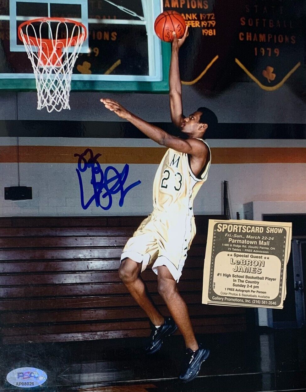 Rare LeBron James Autograph, 2002 Signed High School 8x10 Photo. Auto PSA