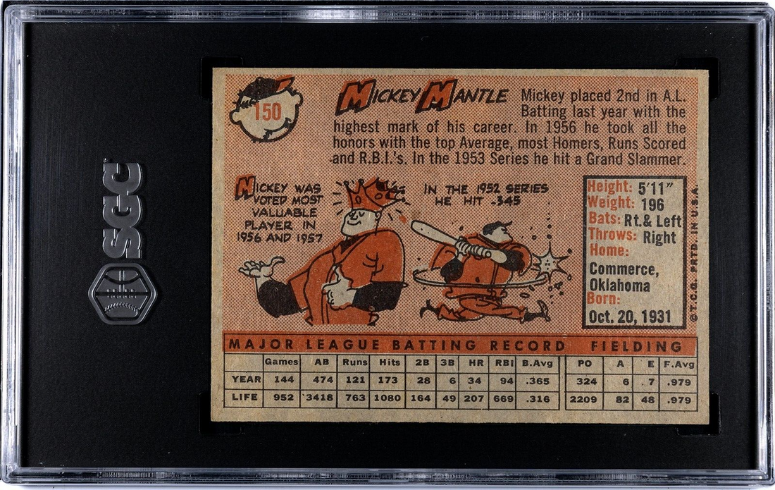 1958 Topps Mickey Mantle SGC 6