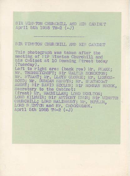 1955 Winston Churchill Cabinet Original Photograph. P. A. Reuter Photo1