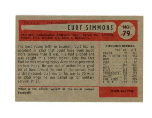 1954 Bowman Curt Simmons1