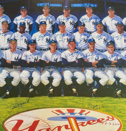 Mickey Mantle &amp; 1961 NY Yankees Multi Signed Ron Lewis Lithograph. Auto JSA2