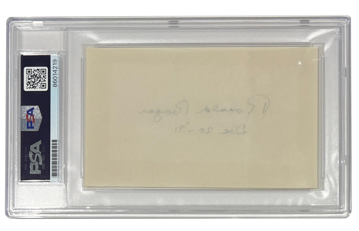 President Ronald Reagan Signed Autograph Index Card. Auto Grade PSA Gem Mint 102