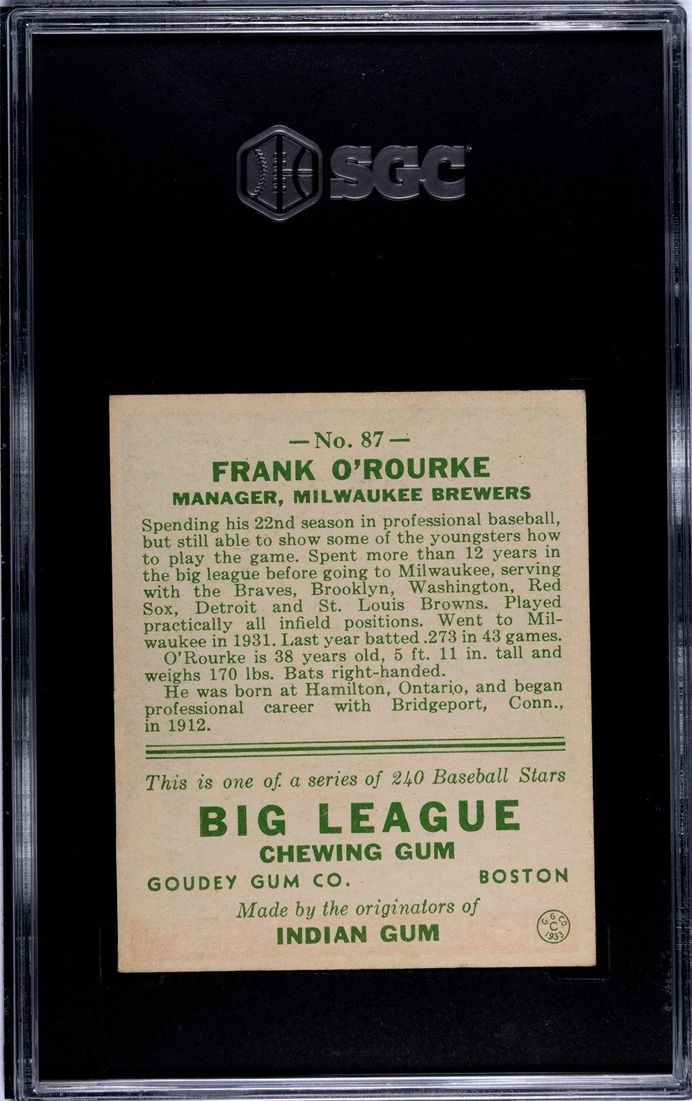 1933 Goudey Frank O&