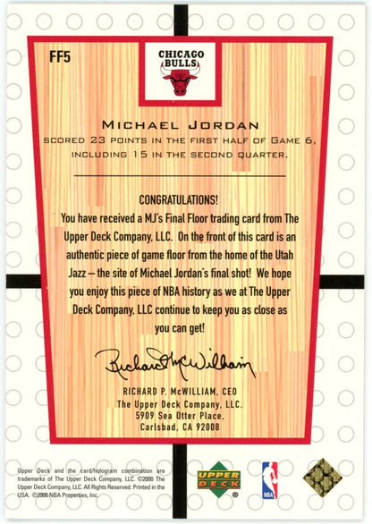 Michael Jordan 2000 Upper Deck Final Floor Game Used 1998 Finals Card. 