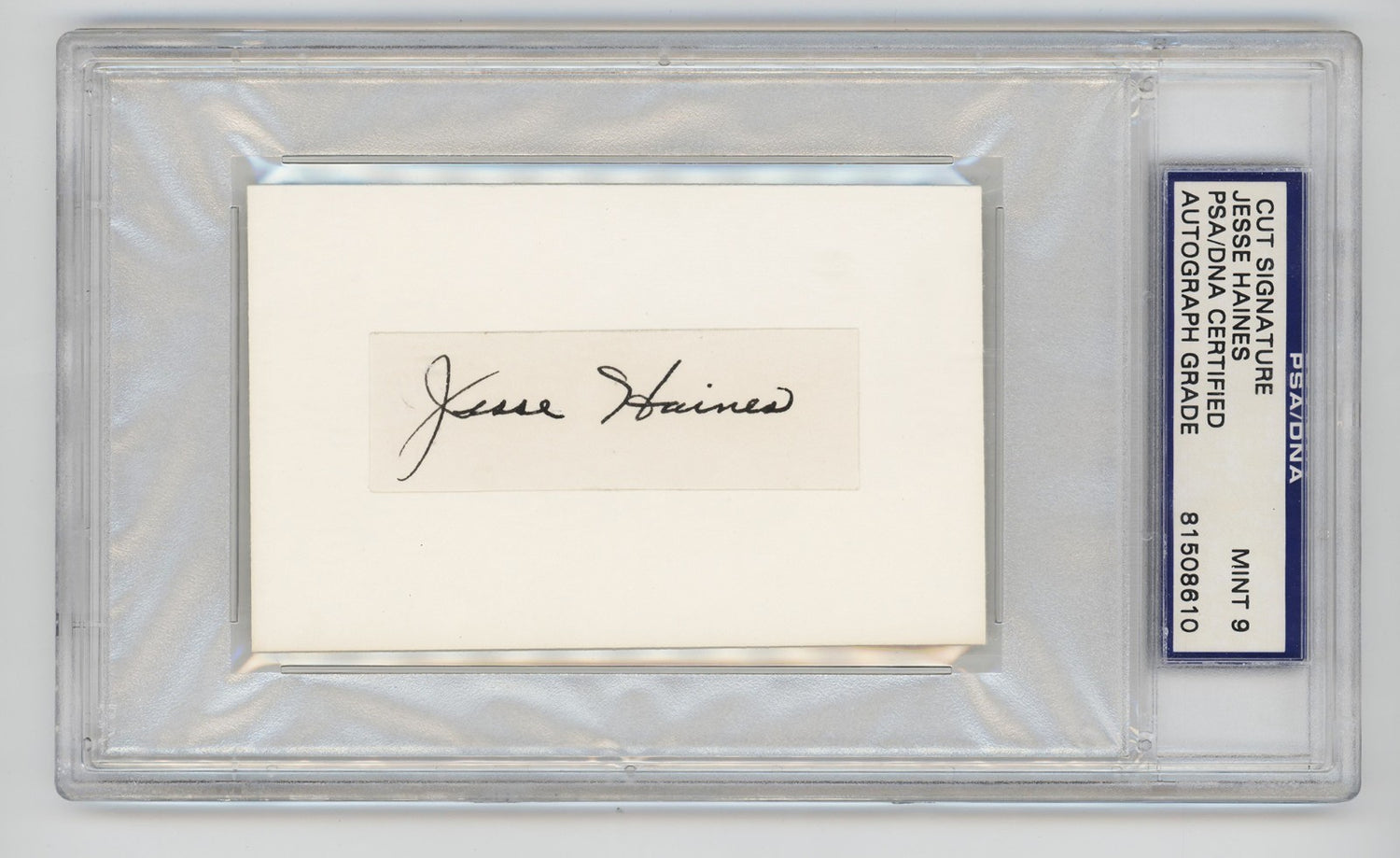 Jesse Haines Signed Autograph. PSA 9. St. Louis Cardinals Hall of Famer. Eakin0
