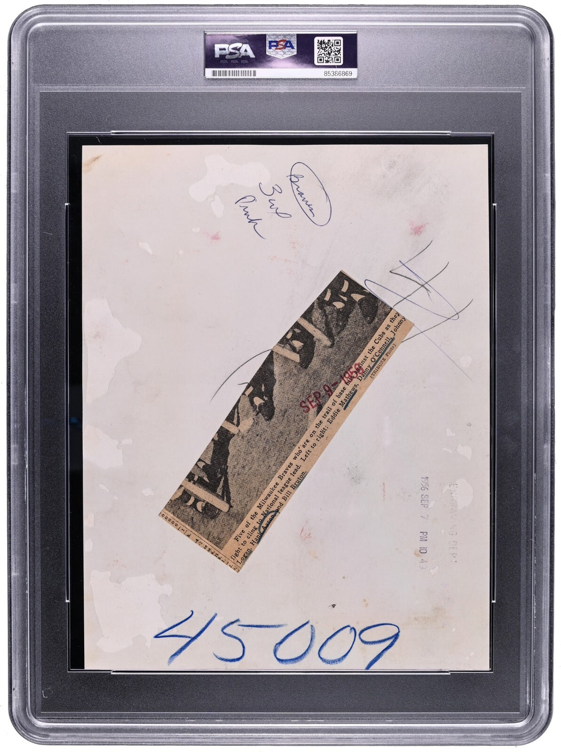 1956 Hank Aaron &amp; Milwaukee Braves Sluggers Original Photo. PSA Type I1