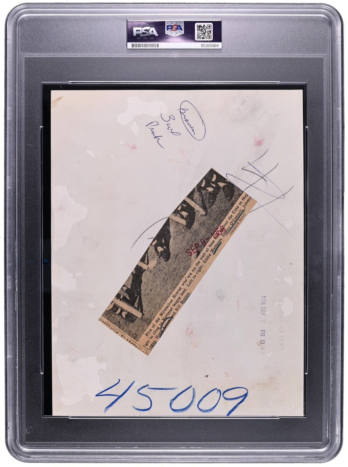 1956 Hank Aaron &amp; Milwaukee Braves Sluggers Original Photo. PSA Type I1