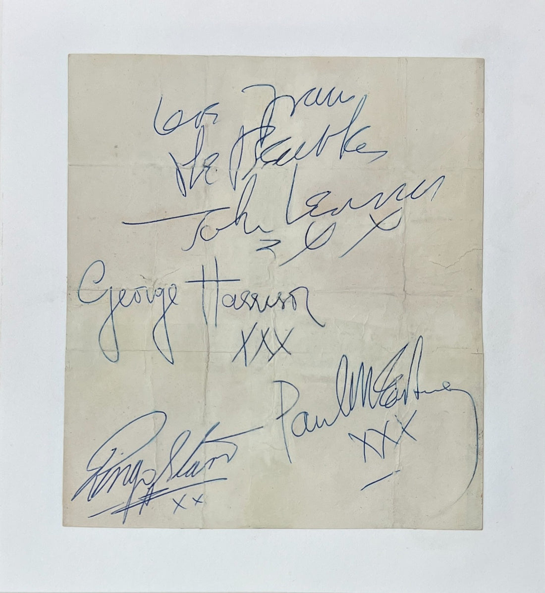 1963 Beatles Autograph. John Lennon, Paul McCartney, Harrison, Ringo. Caiazzo1