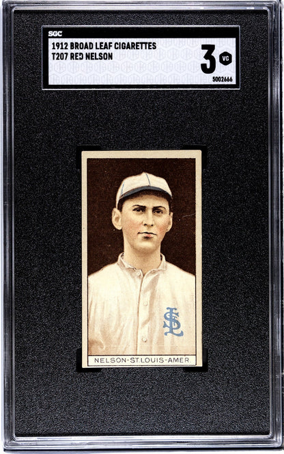 1912 Broad Leaf Cigarettes T207 Red Nelson SGC 30