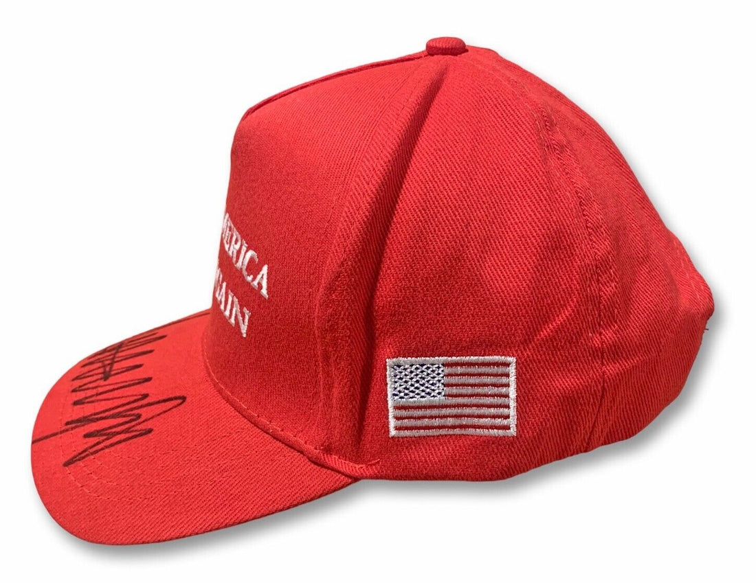 President Donald Trump Signed Red MAGA Hat Cap. Auto Beckett BAS