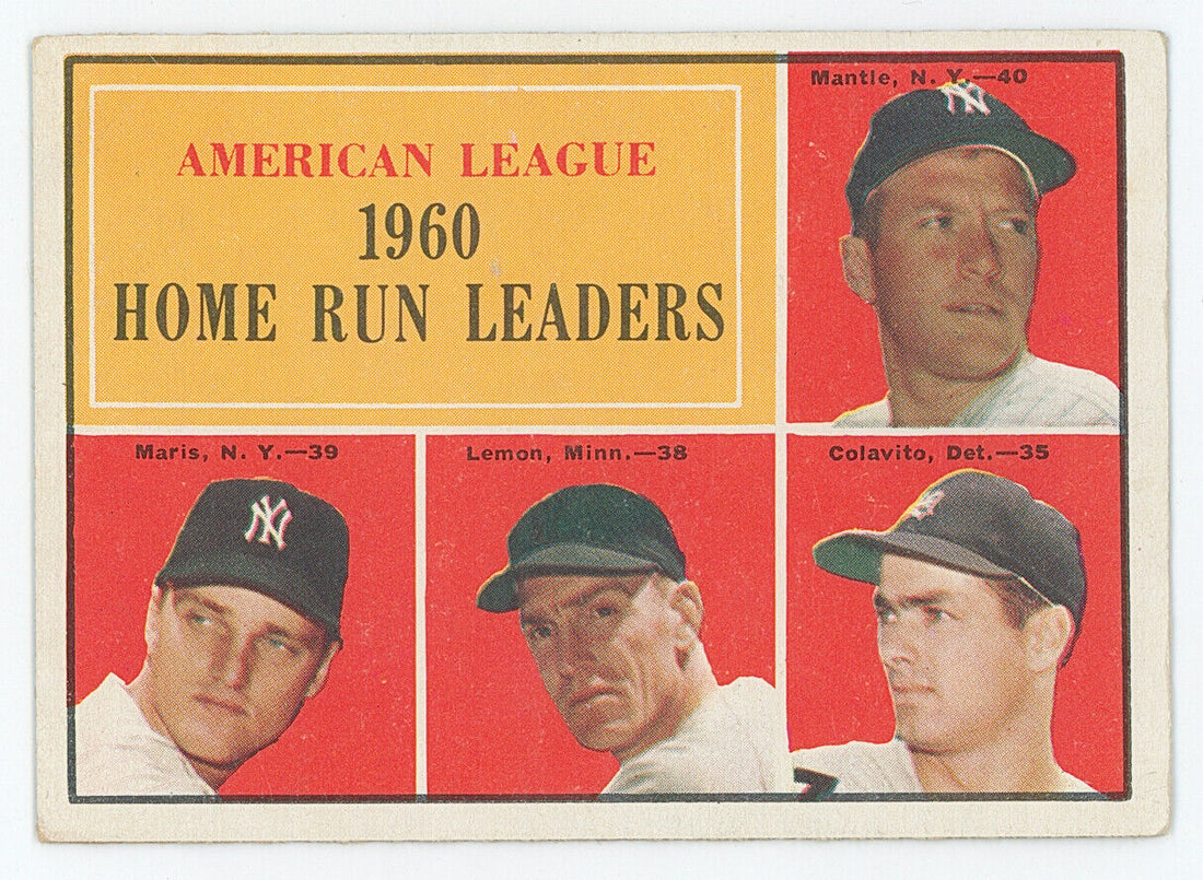 1961 Topps Mickey Mantle Roger Maris AL HR Leaders 1960. 