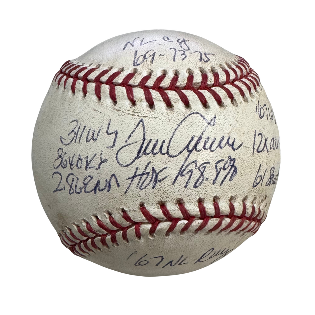 Tom Seaver Signed Stat Ball, Inscribed Game-Used Baseball. MLB1