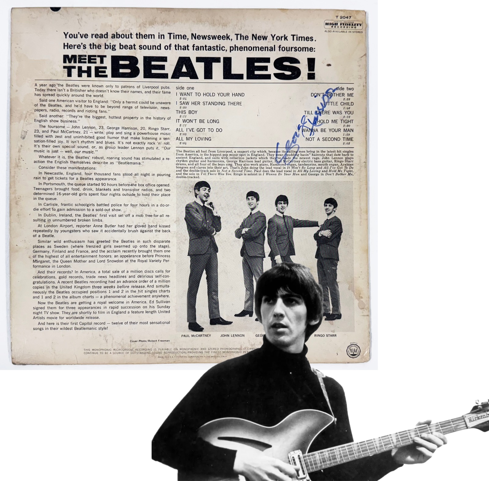 Rare George Harrison Autograph, Signed Meet the Beatles Album Cover. JSA0