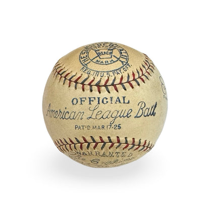 Babe Ruth &amp; Lou Gehrig Dual Signed Official American League Baseball. PSA JSA5