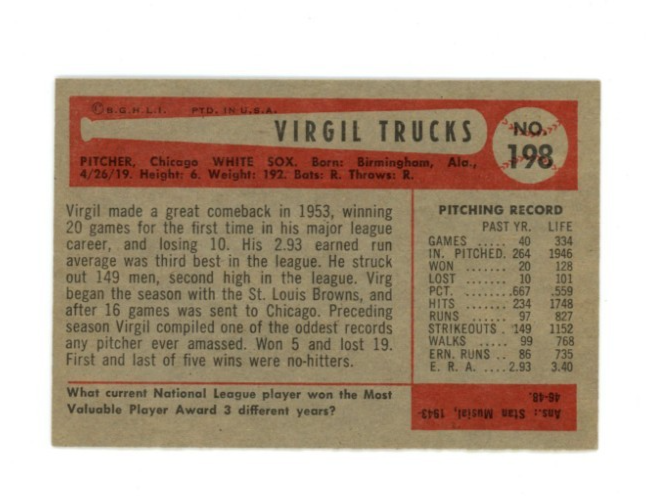 1954 Bowman Virgil Trucks1