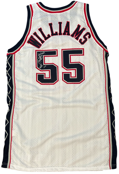 Jayson Williams 1999-00 Game Worn Jersey, Signed. NJ Nets. Home White0