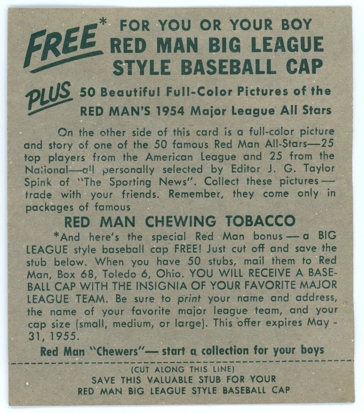 1954 Red Man All-Star Series Mel Parnell. 