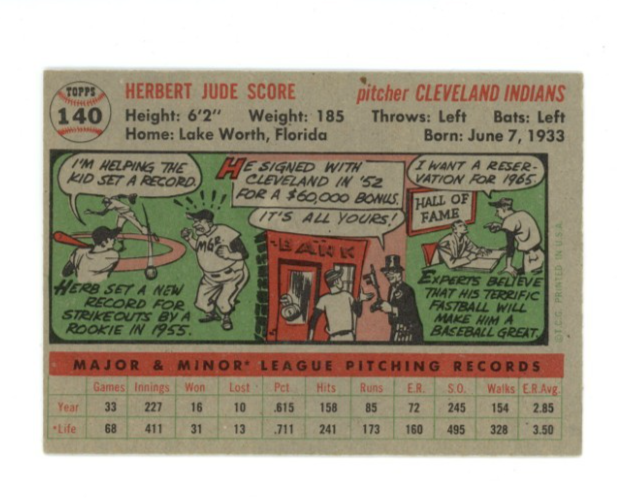 1956 Topps Herb Score Gray Back1