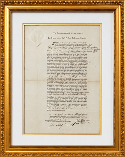 John Hancock Signed Appointment, Massachusetts, 1781. PSA JSA0