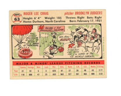 1956 Topps Roger Craig White Back1
