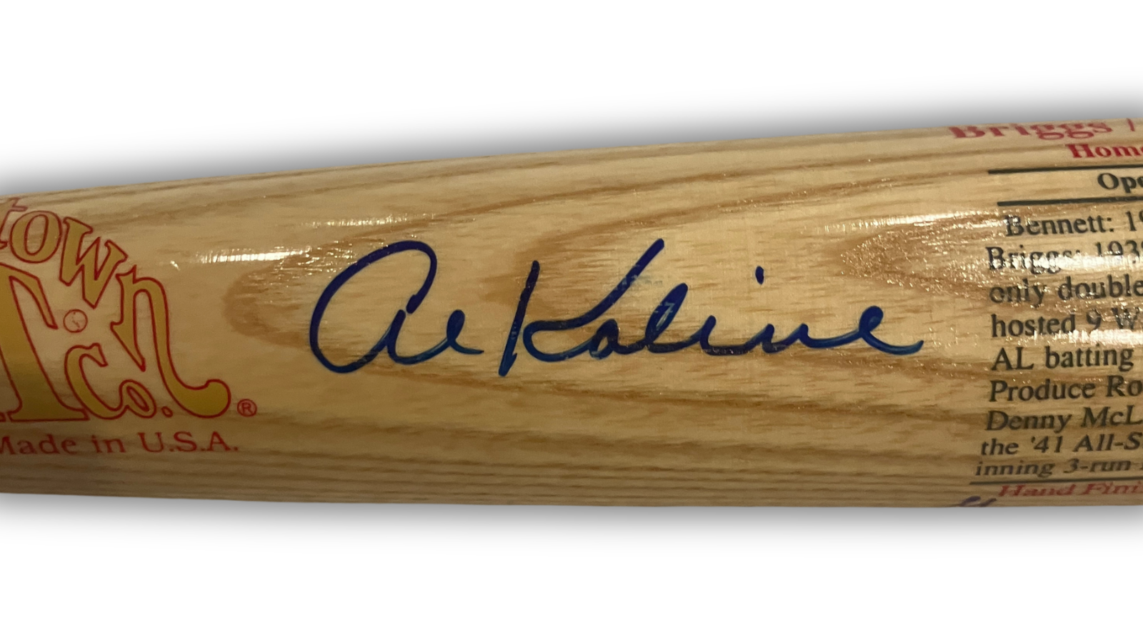 Al Kaline, Kell &amp; Newhouser Multi Signed Detroit Tigers Baseball Bat. Auto JSA2