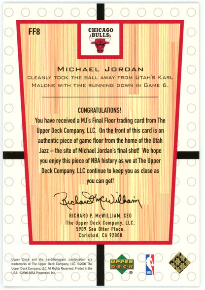 Michael Jordan 2000 Upper Deck Final Floor Game Used 1998 Finals Card. 