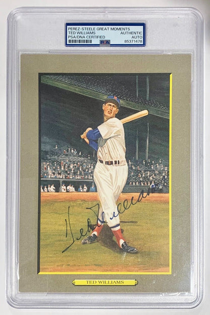 Ted Williams Signed Perez Steele Great Moments Autograph Card. Auto PSA