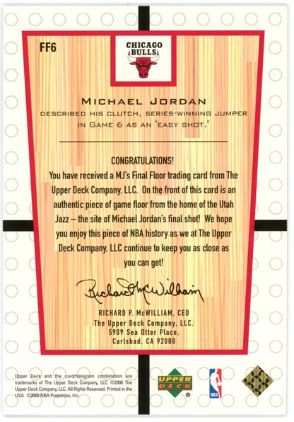 Michael Jordan 2000 Upper Deck Final Floor Game Used 1998 Finals Card. 