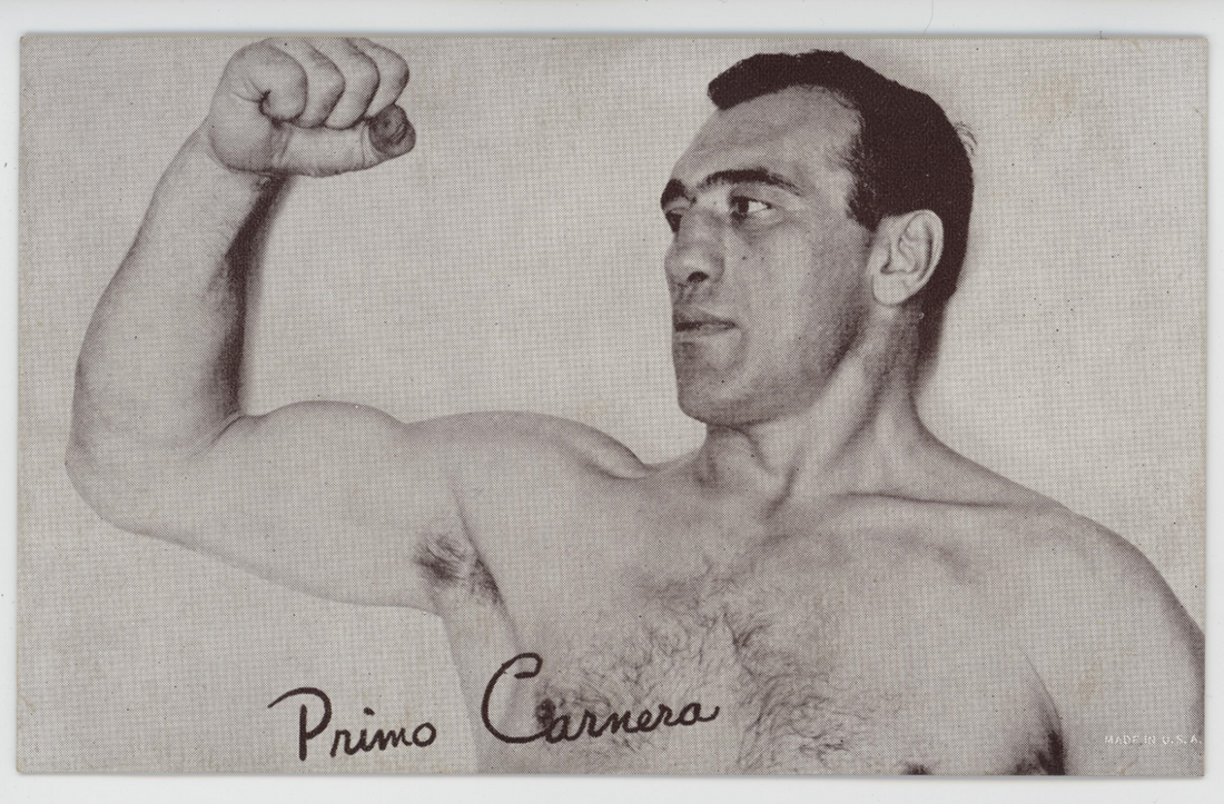 Primo Carnera 1950s Exhibits Card. Boxing World Heavyweight Champion0
