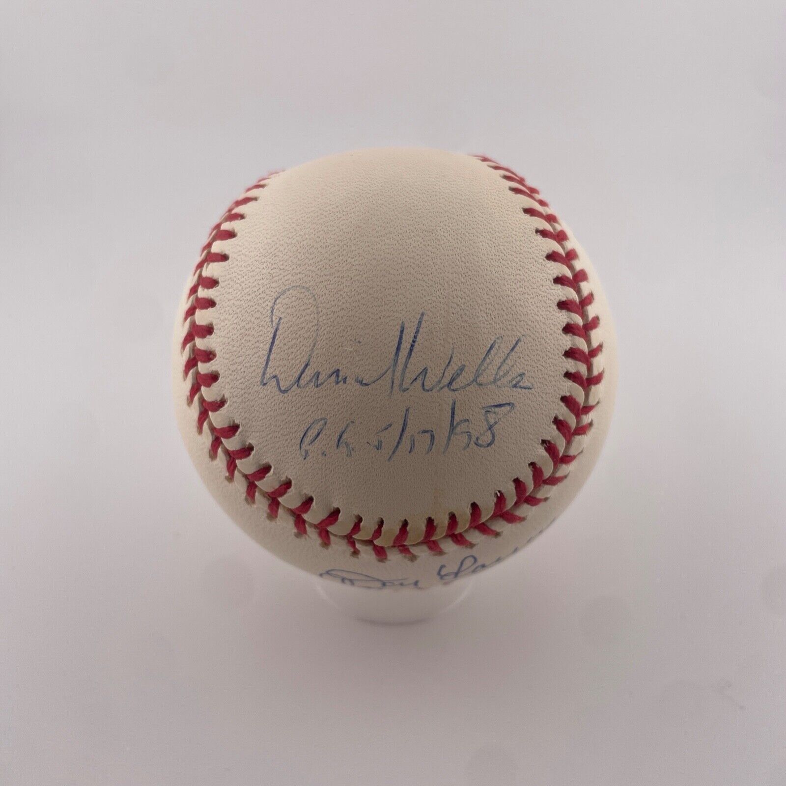 Don Larsen + David Wells Signed Inscribed Baseball. Yogi Berra Day. JSA.