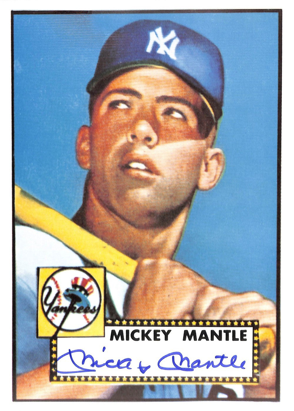 Mickey Mantle Signed 1952 Topps Rookie 8x10 Photo. Beckett1