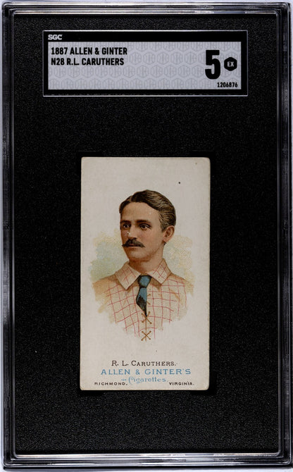 1887 N28 Allen Ginter RL Caruthers, Baseball. SGC 5.0
