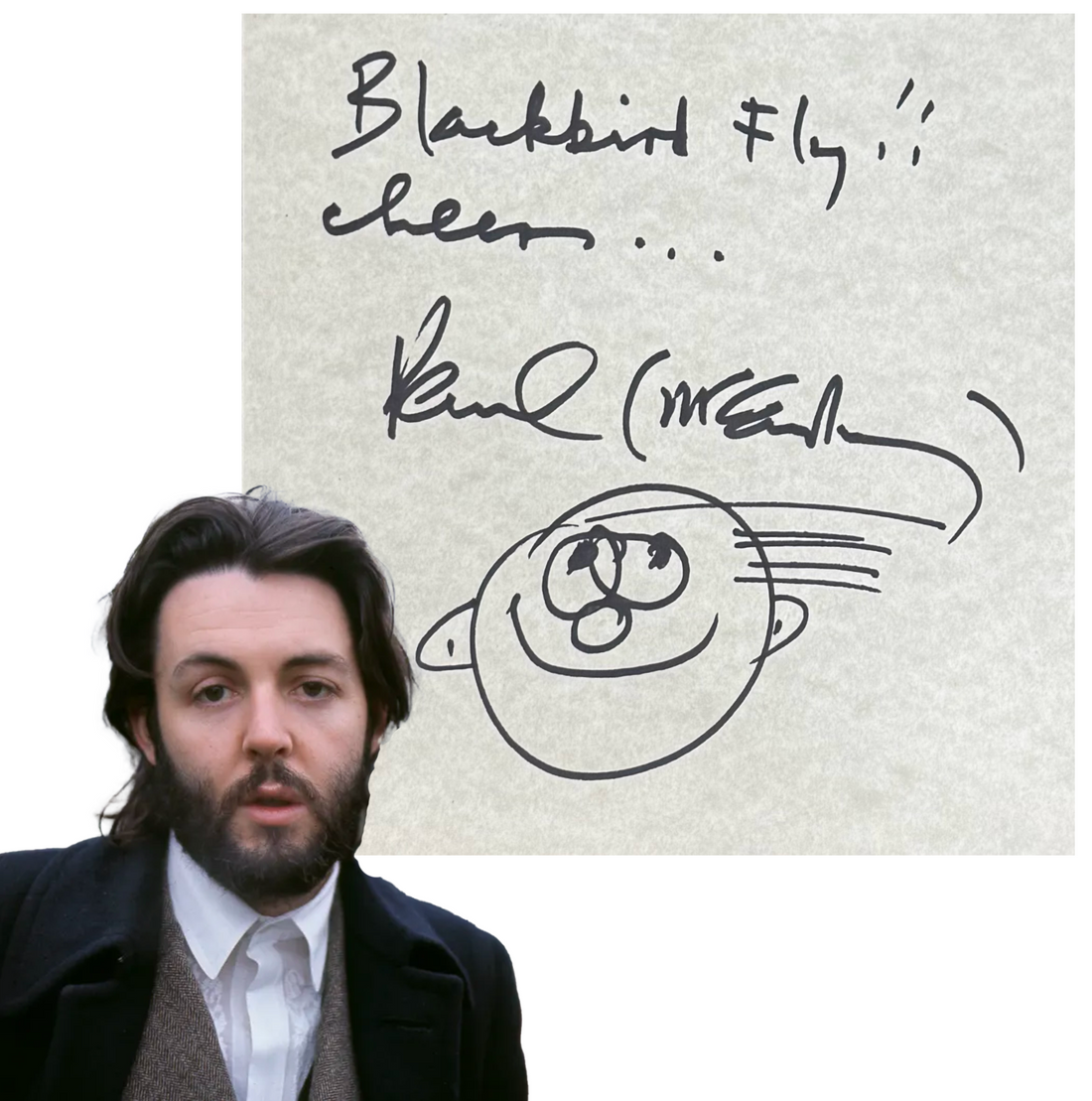 Unique Paul McCartney Signed "Blackbird Fly" Inscribed Autograph. Auto JSA0