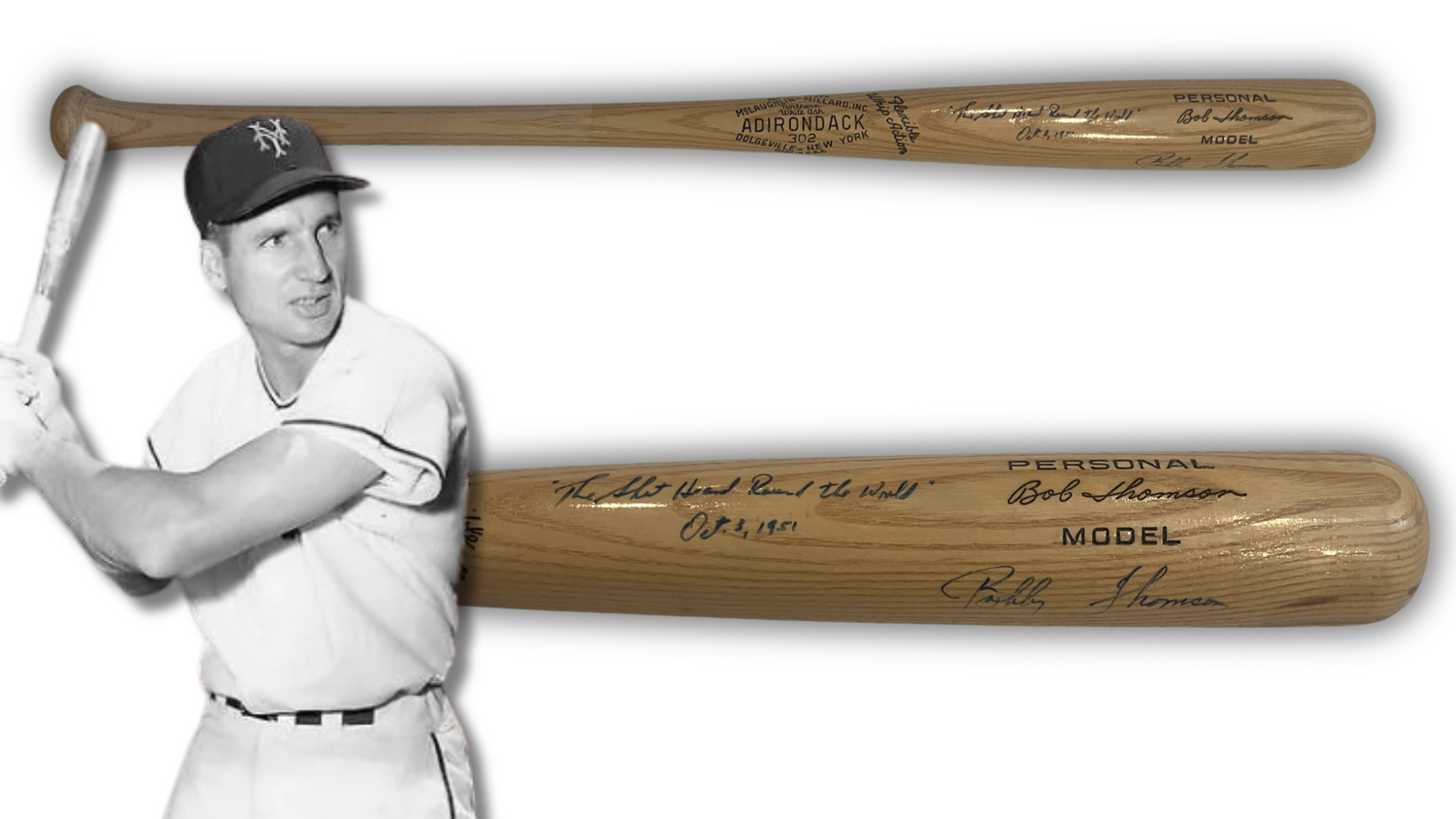 Bobby Thomson Signed &amp; Inscribed "Shot Heard Round the World" Baseball Bat. JSA0