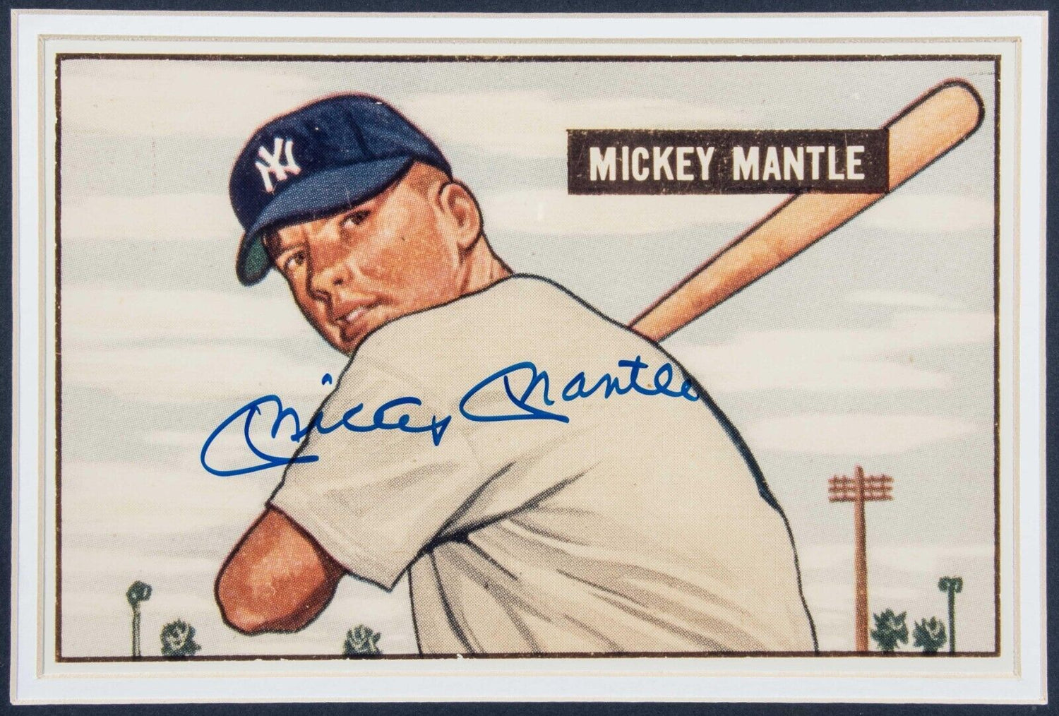 Mickey Mantle Signed 1951 Bowman Rookie Signed 8x10 Photo. Auto JSA