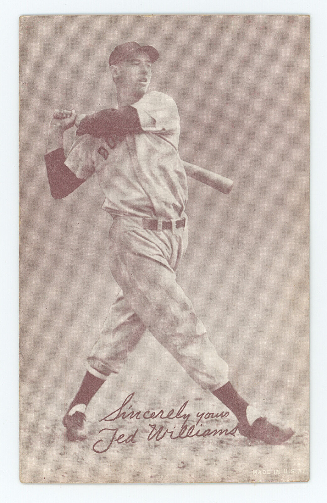 1939-1946 Ted Williams Salutation Exhibit Card. Boston Red Sox.