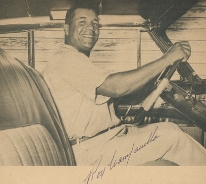 Roy Campanella Signed Photo, 1953 Dodgers Yearbook. Driving Car. JSA0
