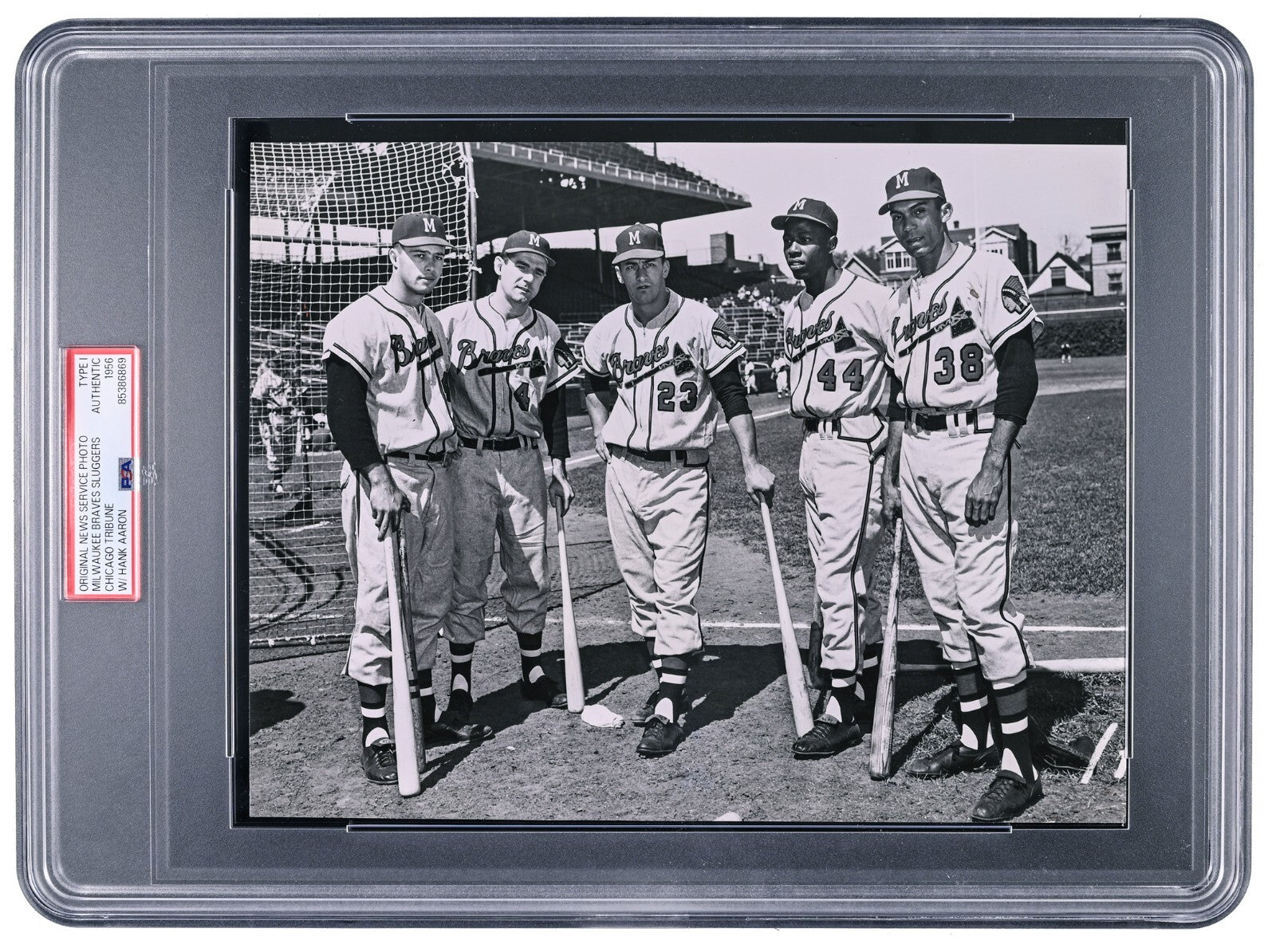 1956 Hank Aaron &amp; Milwaukee Braves Sluggers Original Photo. PSA Type I0