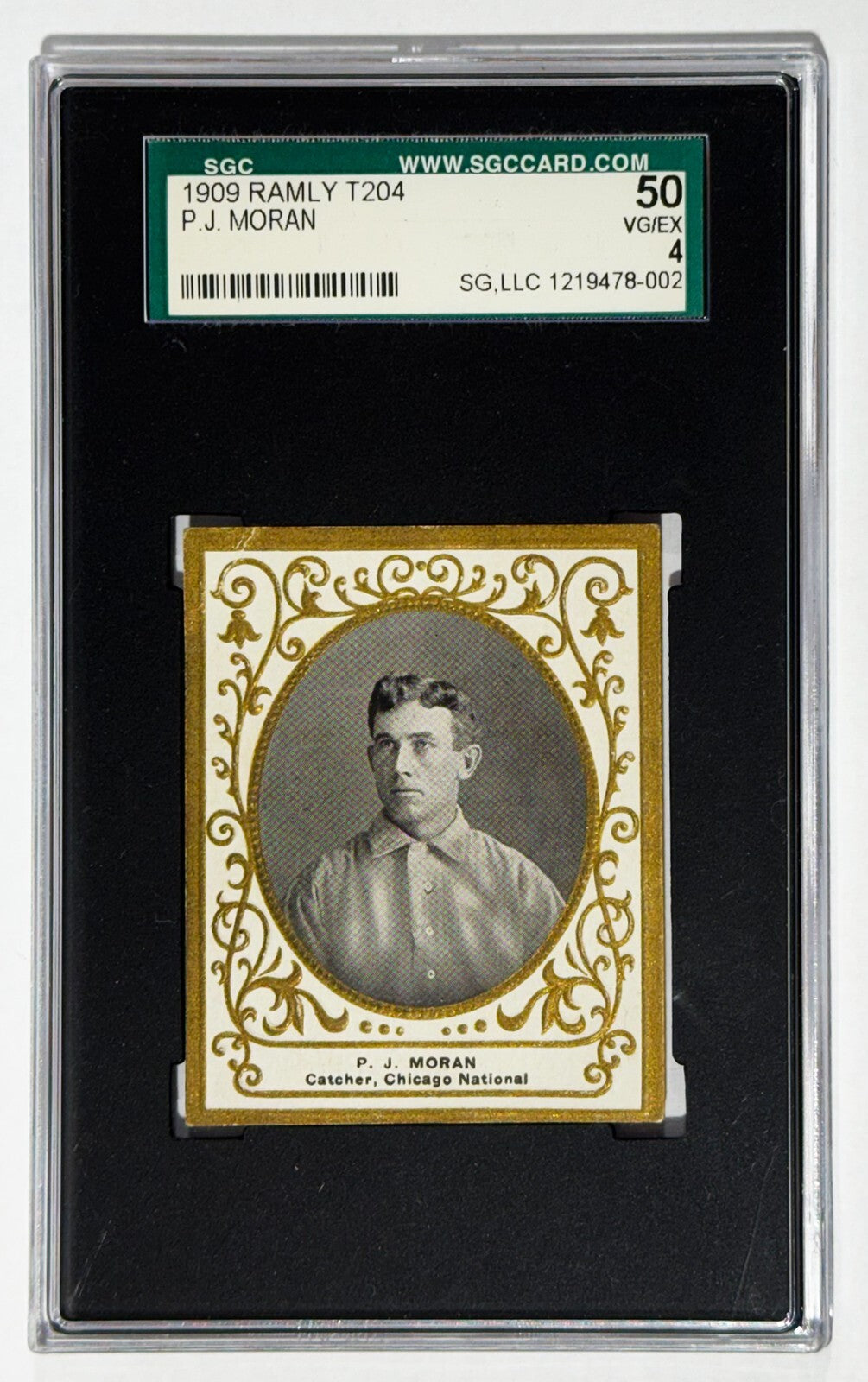 1909 T204 Ramly Pat Moran. Chicago Cubs. SGC VG-EX 40