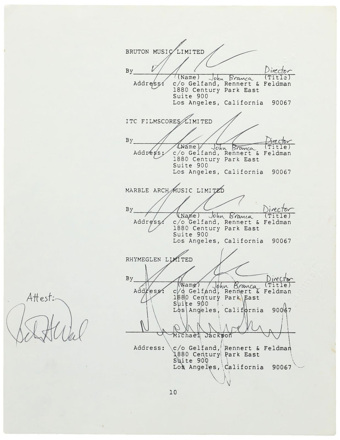 Michael Jackson Signed 1985 Beatles Music Catalog Purchase Document1