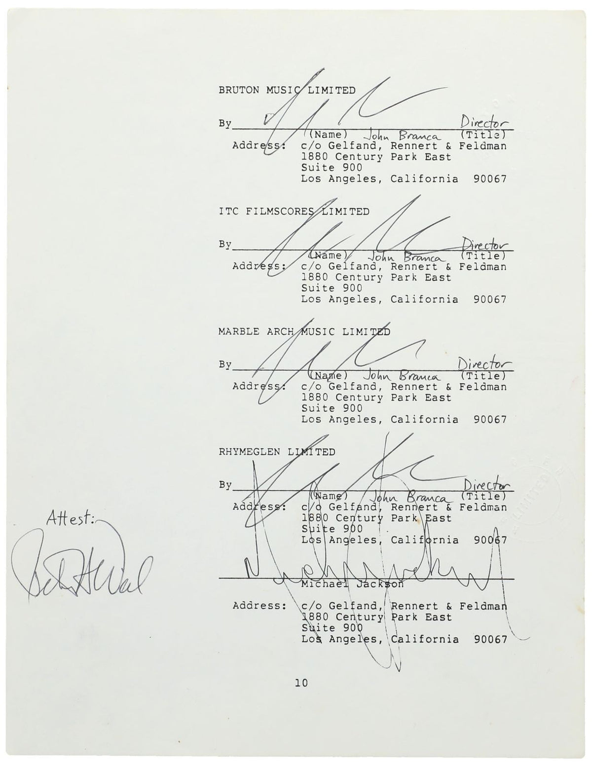 Michael Jackson Signed 1985 Beatles Music Catalog Purchase Document1
