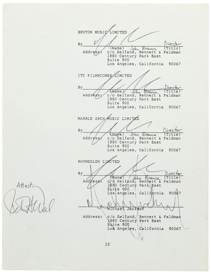 Michael Jackson Signed 1985 Beatles Music Catalog Purchase Document1