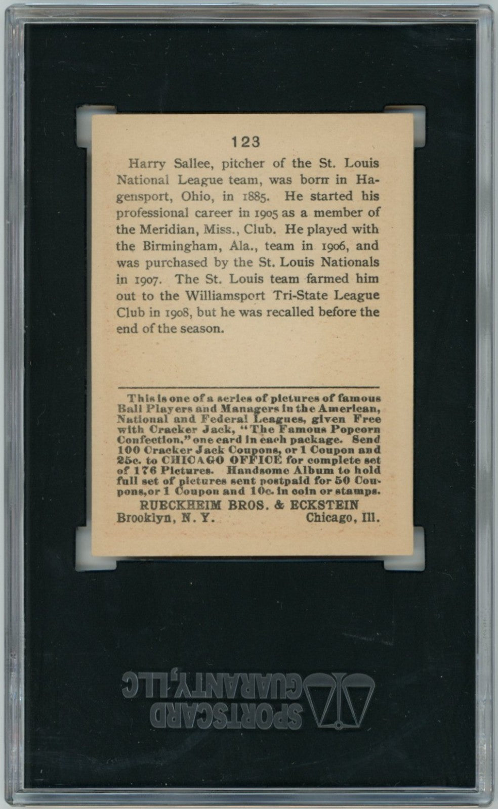 1915 Cracker Harry "Slim" Sallee SGC 71