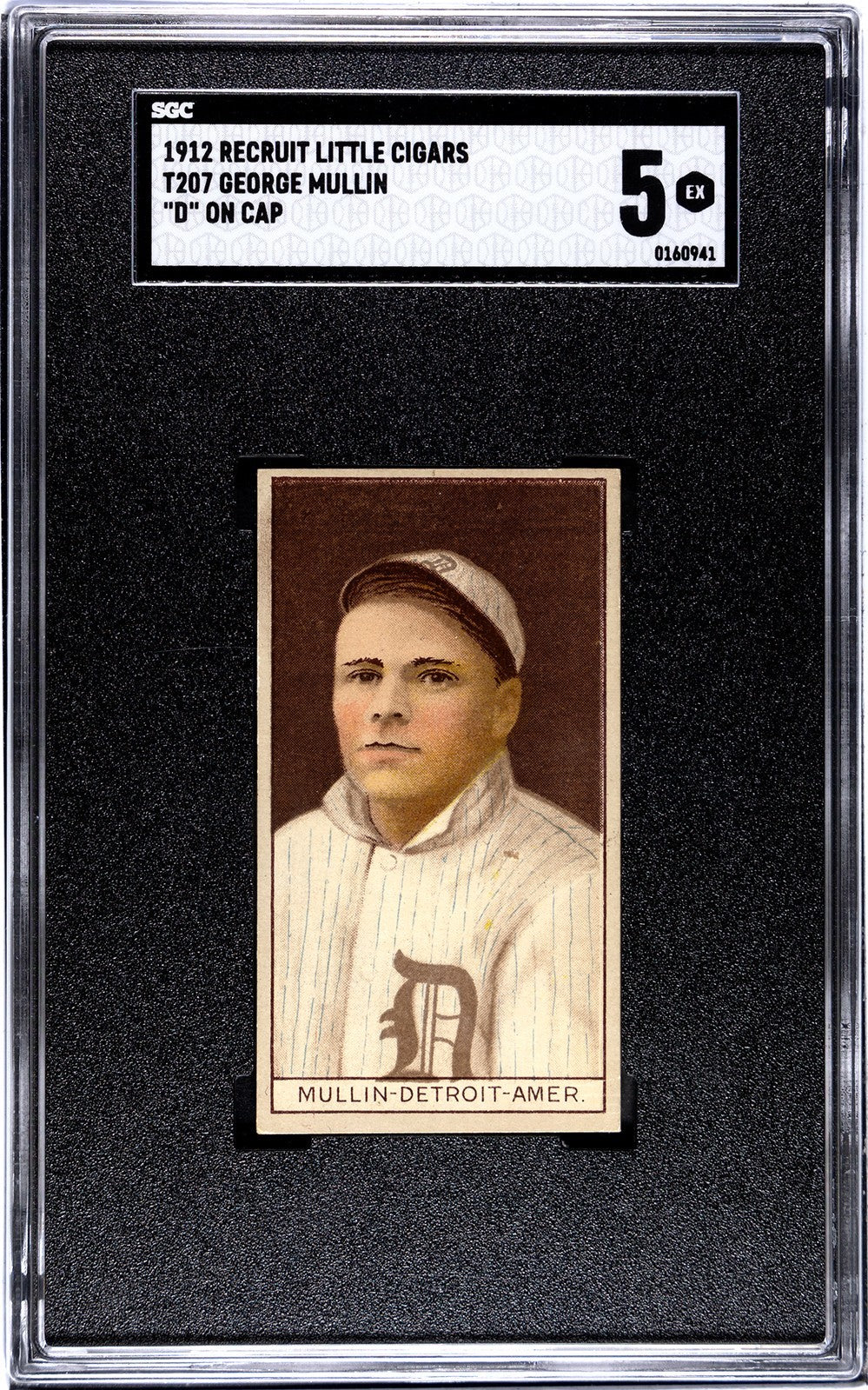 1912 Recruit Little Cigars T207 George Mullin SGC 50