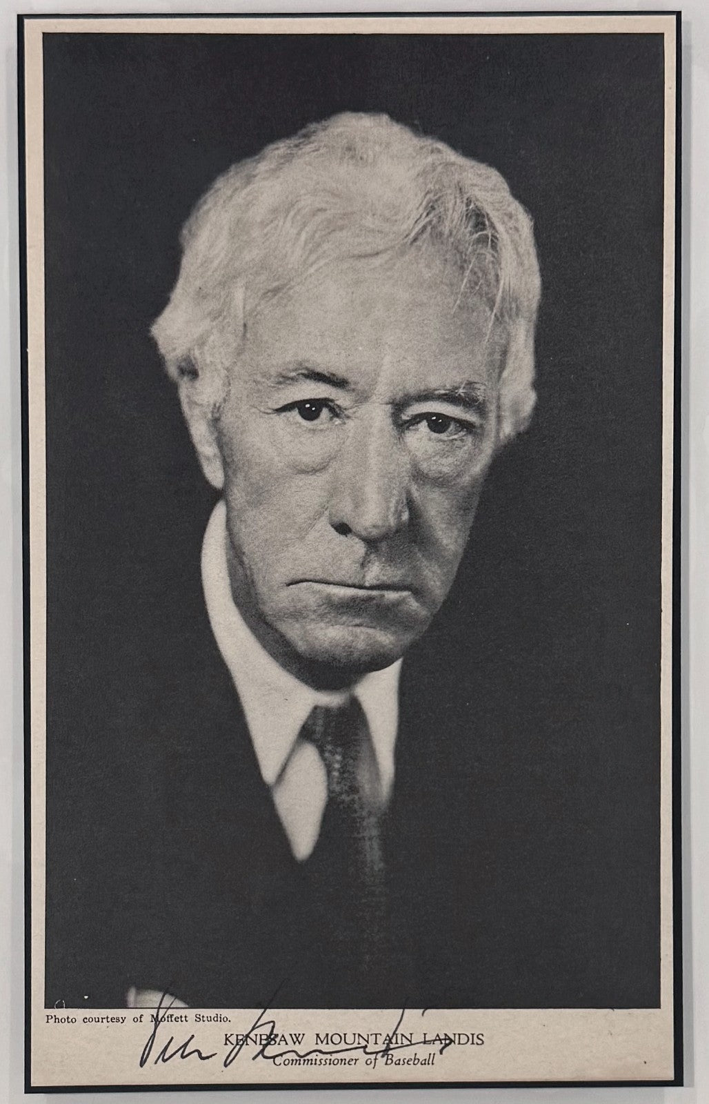 Vintage Kenesaw Mountain Landis Signed Photograph. MLB Commissioner. PSA Mint 92