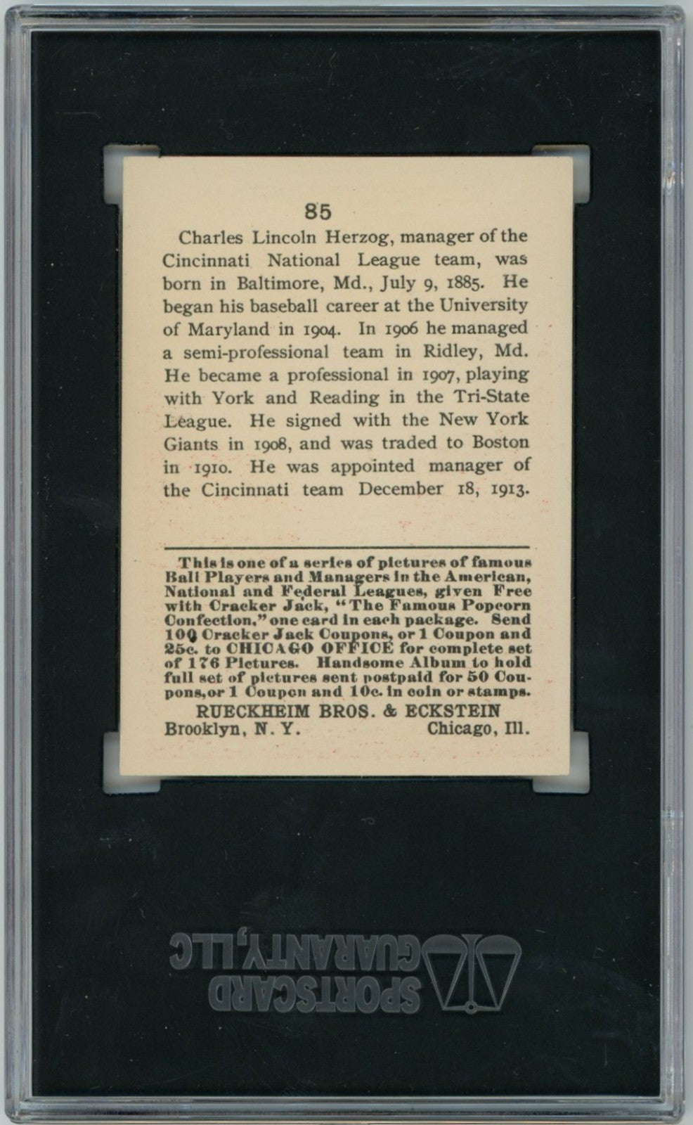 1915 Cracker Jack Charles "Buck" Herzog SGC 71