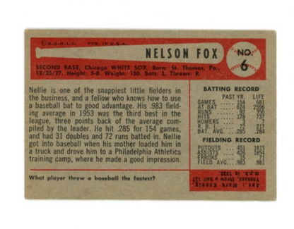 1954 Bowman Nellie Fox Signed1